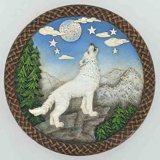 39781 White Wolf Hanging Plaque