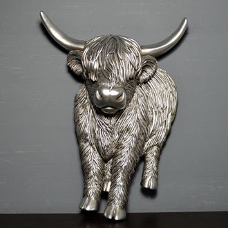 39741 Silver Highland Cow Wall Hanging