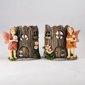 39623 Fairy House - T Light Holder Pair H11cm