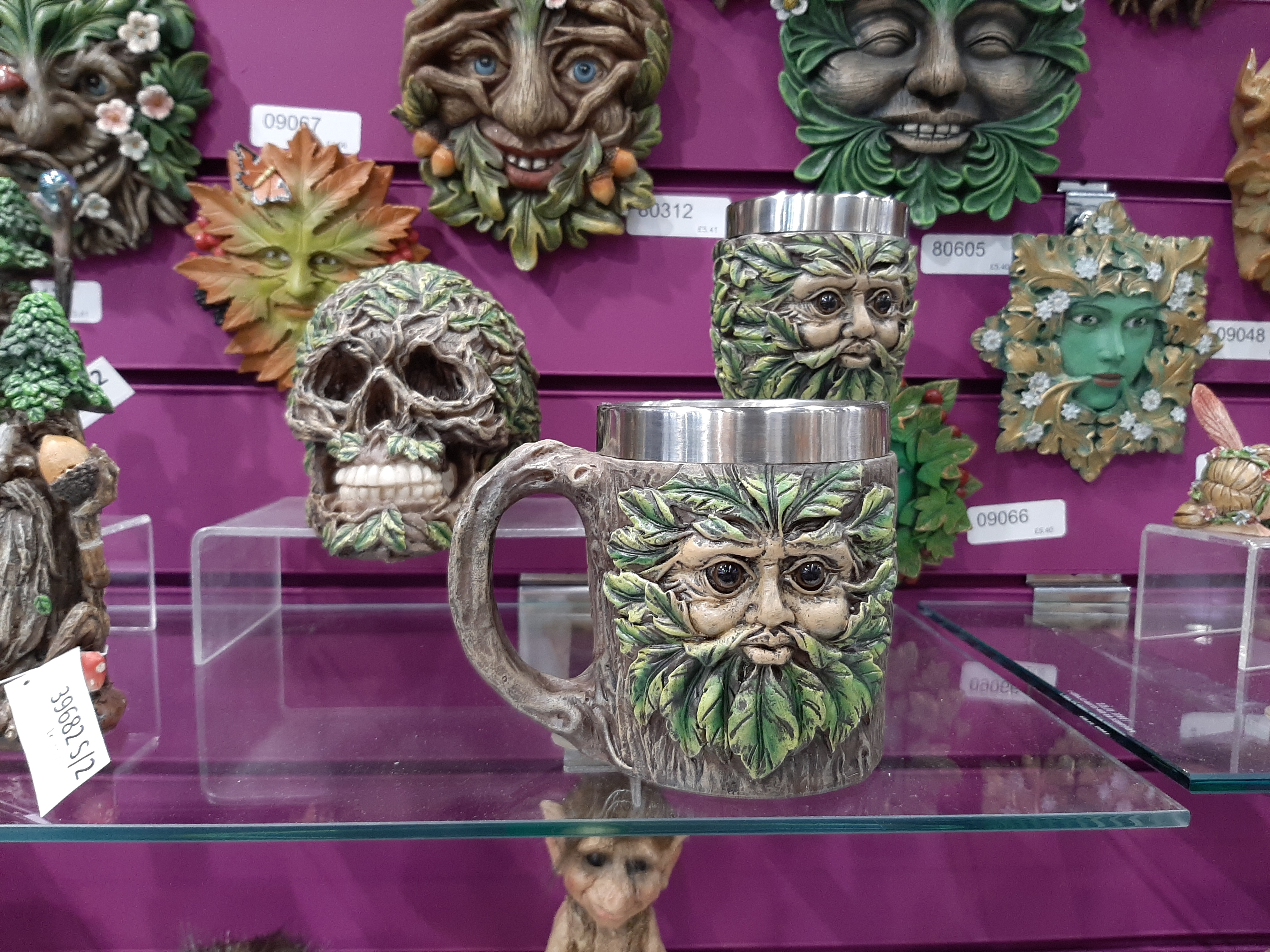Greenmen and Tree ents, cups and wall plaques. 
